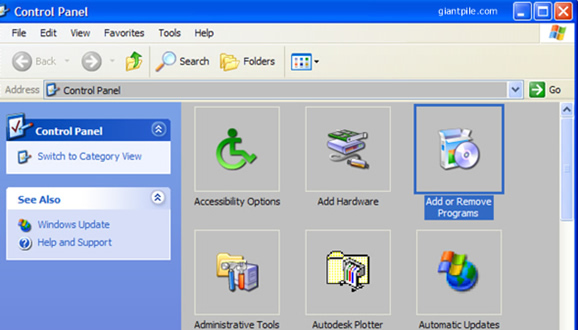 Add or Remove Programs option in Control Panel (Windows XP)