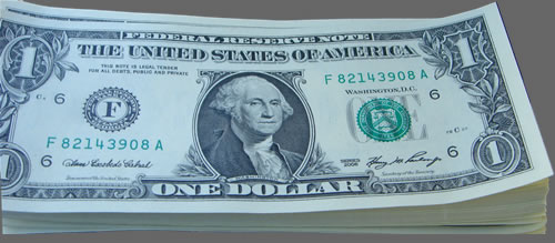 US one dollar ($1) bills